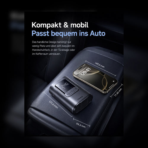 Baseus Kabelloser Luftkompressor – LCD Reifenpumpe für Auto, Motorrad, Fahrrad & Bälle